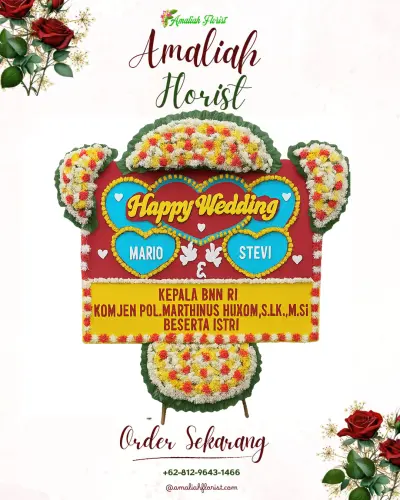 Karangan Papan Bunga Pernikahan di Kudaile